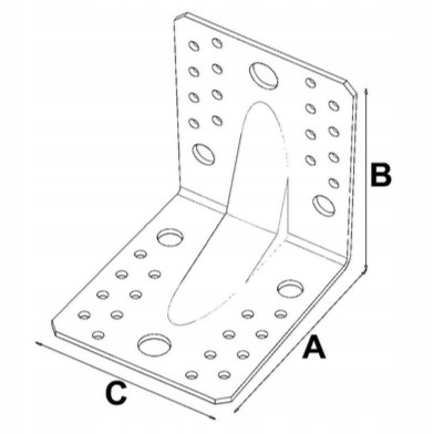 KĄTOWNIK Z PRZETŁOCZENIEM ŁĄCZNIK CIESIELSKI LEKKI 90x90x65x2MM KP1/2 1SZT