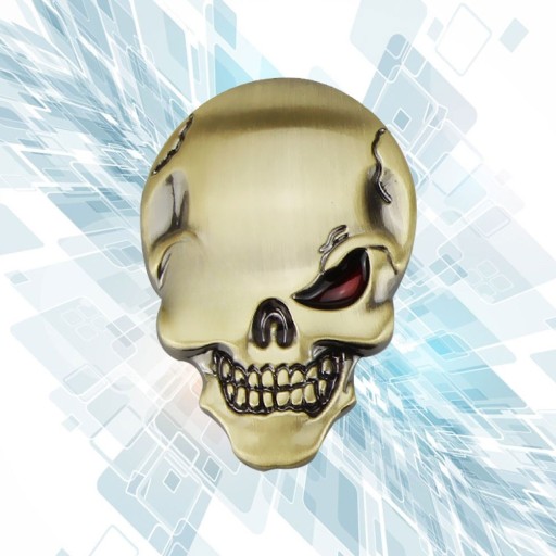 EMBLEMAT 3D NAKLEJKA NA SAMOCHÓD W KSZTAŁCIE CZASZKI BRONZOWY