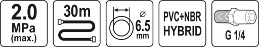 ШЛАНГ ПНЕВМАТИЧЕСКИЙ ШЛАНГ 30 м 1/4 дюйма диаметром 6,5 мм YATO