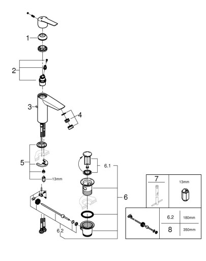 РАКОВИНА GROHE QUICKFIX M FACTURE СО СЛИВОМ