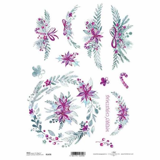 Papier ryżowy do decoupage R1478 wianek poisencja