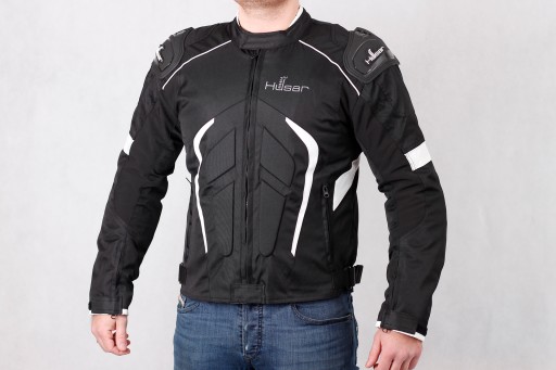HUSAR RAPID GP WHITE мужская текстильная мотокуртка с горбинкой