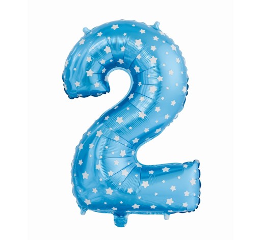 Balon foliowy Cyfra 5 niebieska w gwiazdy 61 cm