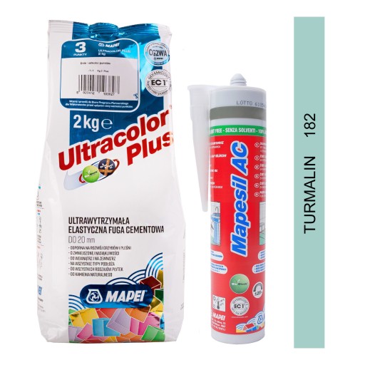 Набор затирок MAPEI Ultracolor Plus 2 кг + турмалиновый силикон Mapesil AC-SC 182