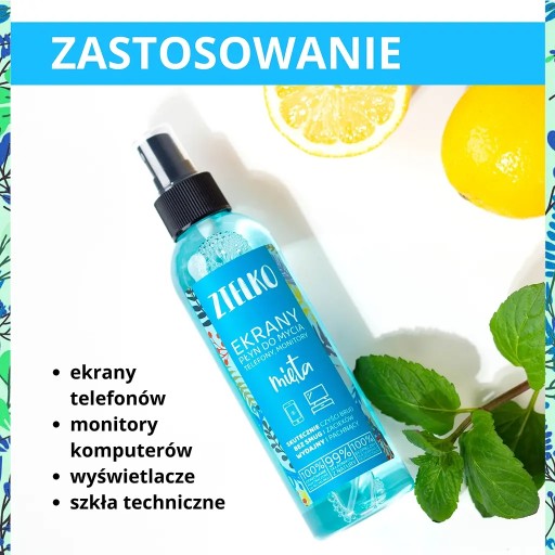Жидкость для чистки экранов ZIELKO Natural MINT, биоразлагаемая, 200 мл