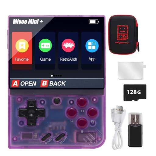 Прозрачная фиолетовая консоль Портативная игровая консоль Miyoo mini plus PS1