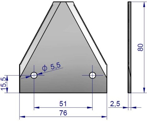 20x Нож, лезвие Bizon 506000001, ножевая планка, зубец сверху WARYŃS