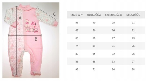 Pajacyk pajac niemowlęcy piżamka AREX 80