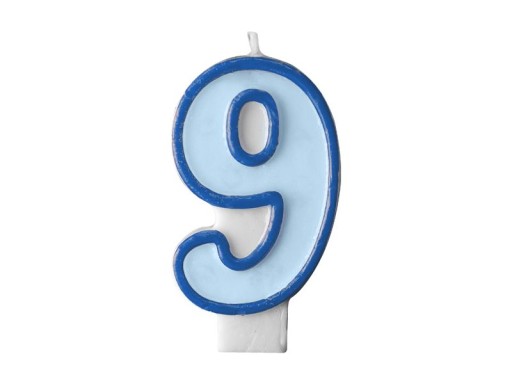 Свеча на день рождения №9 синяя, 7 см