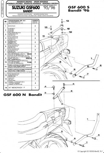 KAPPA SUZUKI GSF BANDIT РАМКА ВЕРХНЕГО КЕЙСА
