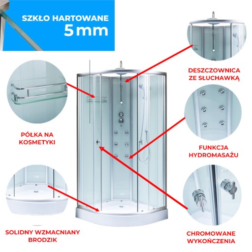 ДУШЕВАЯ КАБИНА С ГИДРОМАССАЖОМ WSH7703A ХРОМ 80x80 CM
