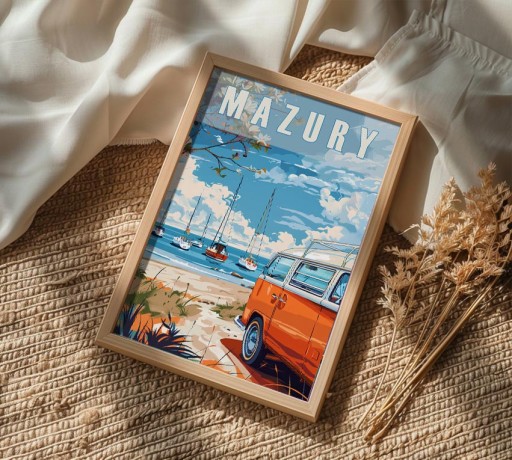 Plakaty Zestaw obrazów Bałtyk Mazury Tatry Vintage Van Podróże Z Ramkami