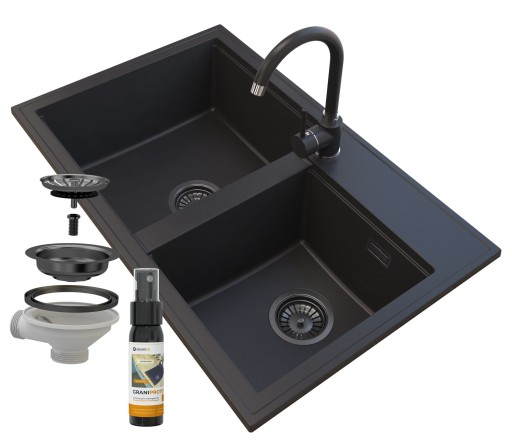 ЧЕРНАЯ ГРАНИТНАЯ МОЙКА HEKTOR SIPHON BLACK MIX