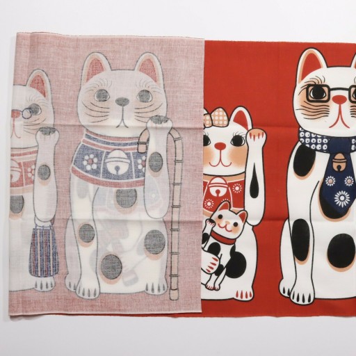 ЯПОНСКОЕ ПОЛОТЕНЦЕ TENUGUI MANEKI NEKO CAT KYOTO SOVENIRE ХЛОПОК ПОДАРОК