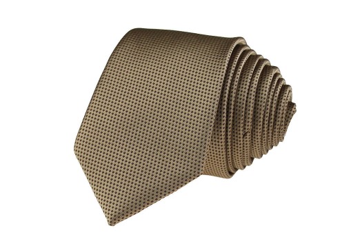 WĄSKI KRAWAT SLIM ŚLEDŹ 6 cm BEŻOWO-BRĄZOWY