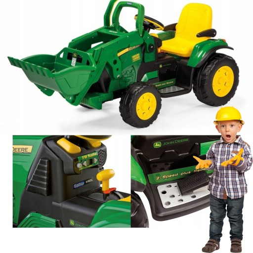 АККУМУЛЯТОРНЫЙ ТРАКТОР С ЭКСКАВАТОРОМ JOHN DEERE 12V ТРАКТОР ДЛЯ ДЕТЕЙ ЭКСКАВАТОР