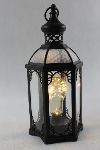 LAMPION Z ŻARÓWKĄ DIODY LED-KAPLICZKA-CZARNA