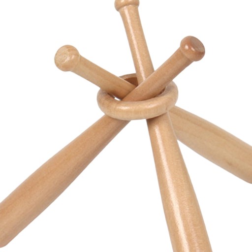 18cm Mini stojak baseballowy z drewnianymi kółkami
