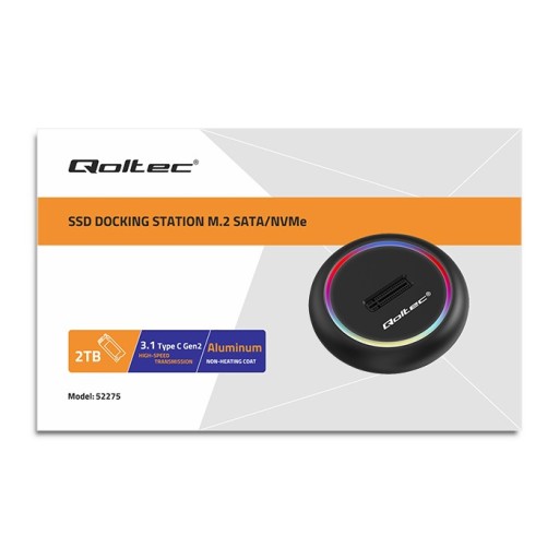 Док-станция для твердотельного накопителя Qoltec M.2 NVMe SATA USB-C емкостью 2 ТБ