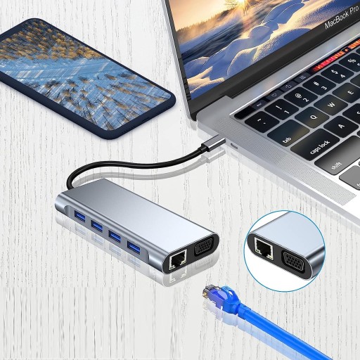 Адаптер HUB 10in1 USB 3.0 PD 87 Вт HDMI SD VGA RJ45