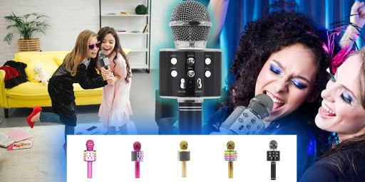 Outlet - Mikrofon karaoke z głośnikiem bluetooth Manta MIC10-G Złoty