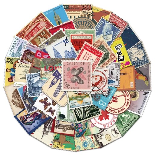 НАКЛЕЙКИ, НАКЛЕЙКИ, МИКС, ПОЧТОВЫЕ МАРКИ, 50 шт.