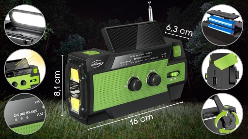 РАДИО-ДИНАМО-ФОНАРИК AM/FM POWERBANK 400 мАч СОЛНЕЧНАЯ