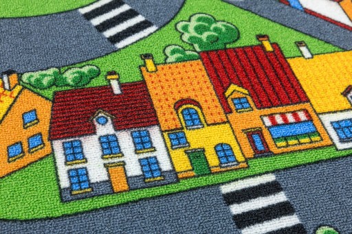Коврик для детской комнаты мальчика «Город и дорога», из фетра, Little Village, 150x300 см