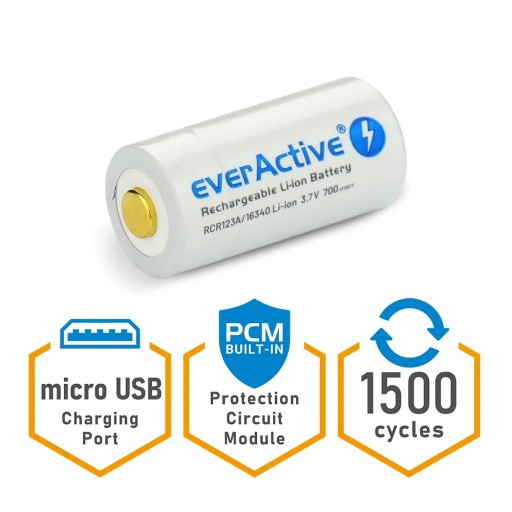 CR123 3V 16340 3V 650 мАч аккумулятор micro USB с защитой 3 В