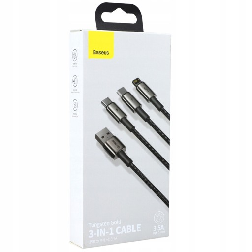 Kabel Baseus USB-A do Lightning microUSB USB-C 3w1