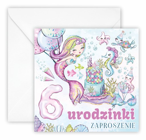 ZAPROSZENIA NA 1 2 3 4 5 6 URODZINY SYRENKI RYBKI
