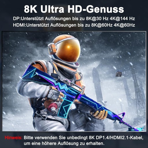KVM-переключатель 2 ПК 3 монитора 8K 60 Гц 4K 144 Гц R461