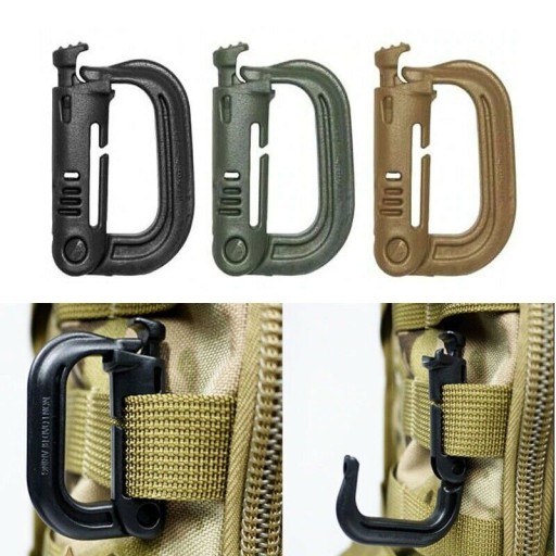 ПЛАСТИКОВЫЙ КАРАБИН D, MOLLE ЗАКРЫТЫЙ, ХАКИ