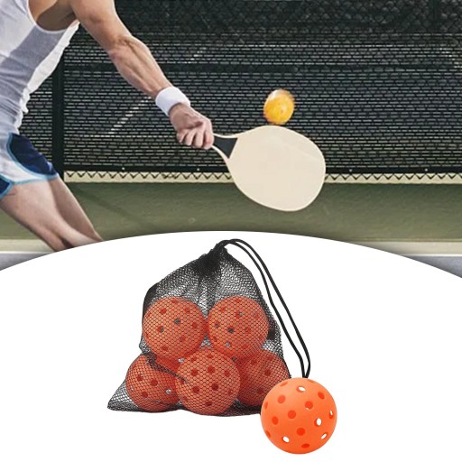 6 Pieces Pickleball Balls 74mm with Mesh Bag for