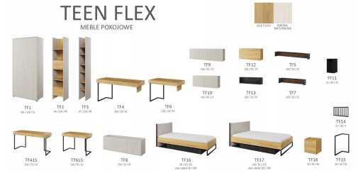 Тумбочка TEEN FLEX TF-18, натуральный гикори
