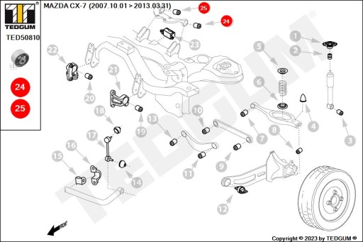 ПОВОРОТНАЯ ВТУЛКА MAZDA P. 6 02- ДИФФЕРЕНЦИАЛ