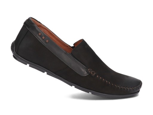 Mokasyny Męskie Skórzane Eleganckie Buty Skóra Naturalna 381 Czarne 41