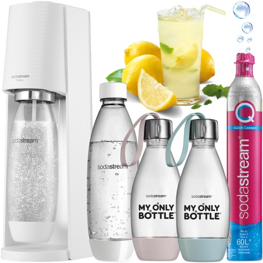 САТУРАТОР SODASTREAM TERRA СИФОН ДЛЯ ВОДЫ | БУТЫЛКИ 1x 1л + 2x 0,5л + КАРТРИДЖ CO2