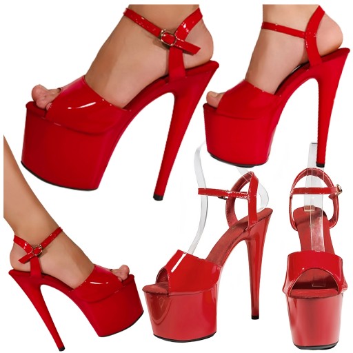 SEKSOWNE SZPILKI DAMSKIE NA PLATFORMIE CZERWONE CZÓŁENKA 17 cm SEXY BUTY 42