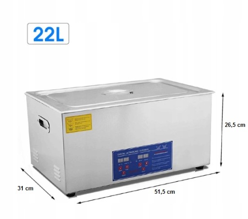Myjka ultradźwiękowa 22L 480w Do Stali Biżuterii
