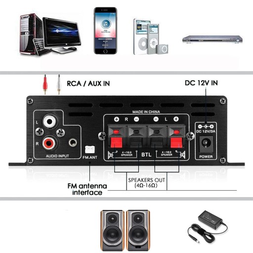 ЦИФРОВОЙ УСИЛИТЕЛЬ HIFI BLUETOOTH 5.0 AK380 МИНИ-АУДИОПЛЕЕР FM SD USB