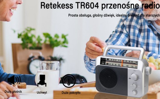 Retekess TR604radio FM AM Przenośne radio(Srebrne)