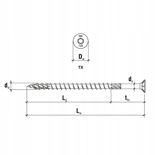 ШУРУРЫ СТОЛЯНЫЕ ПО ДЕРЕВО 6x70 TORX 100 шт.