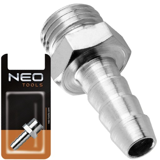 NEO ZŁĄCZE MOSIĄDZ NIKIEL DO WĘŻA 8 MM Z GWINTEM ZEWNĘTRZNYM 1/4