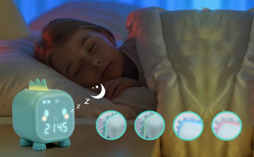 BUDZIK ZEGAR KONTROLA GŁOSU Z LAMPKA NOCNA TERMOMETR 6 DŹWIĘKI