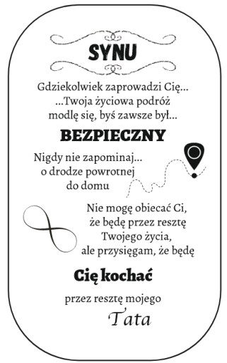 Nieśmiertelnik Złoty Grawer Prezent dla Syna od Taty Naszyjnik Męski