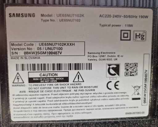 БЛОК ПИТАНИЯ SAMSUNG UE65NU7102 BN44-00932A