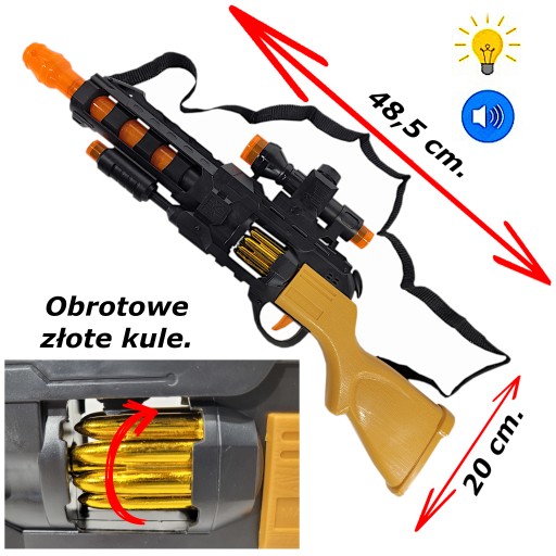 KARABIN NA BATERIE RUCHOMA LUFA czerwony LASER obrotowe KULE DZWIĘK LED