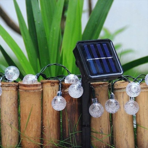 GIRLANDA SOLARNA OGRODOWA KULKI 20 LED CZUJNIK ZMIERZCHU LAMPKI OGRODOWE 5m