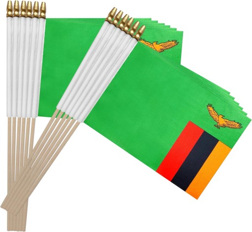 100SZT DREWNIANY KIJ ZAMBIA STICK FLAGA ZAMBII MAŁE MINI FLAGI RĘCZNE,